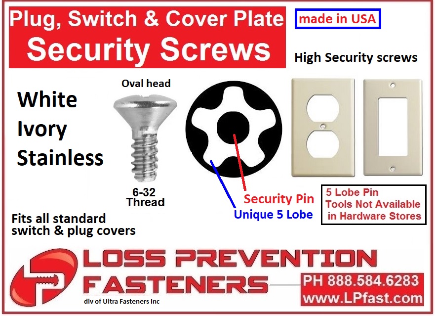 security screws for light and plug cover plates