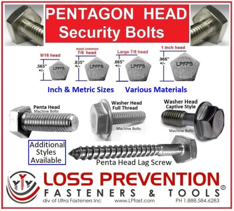 Pentagon ® (External) Tamper Proof Bolts Loss Prevention Fasteners