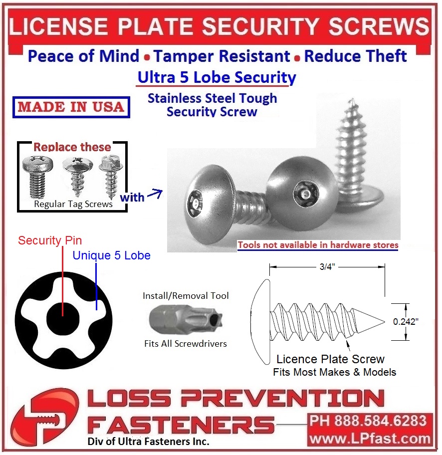 High Security Licence Plate Screws