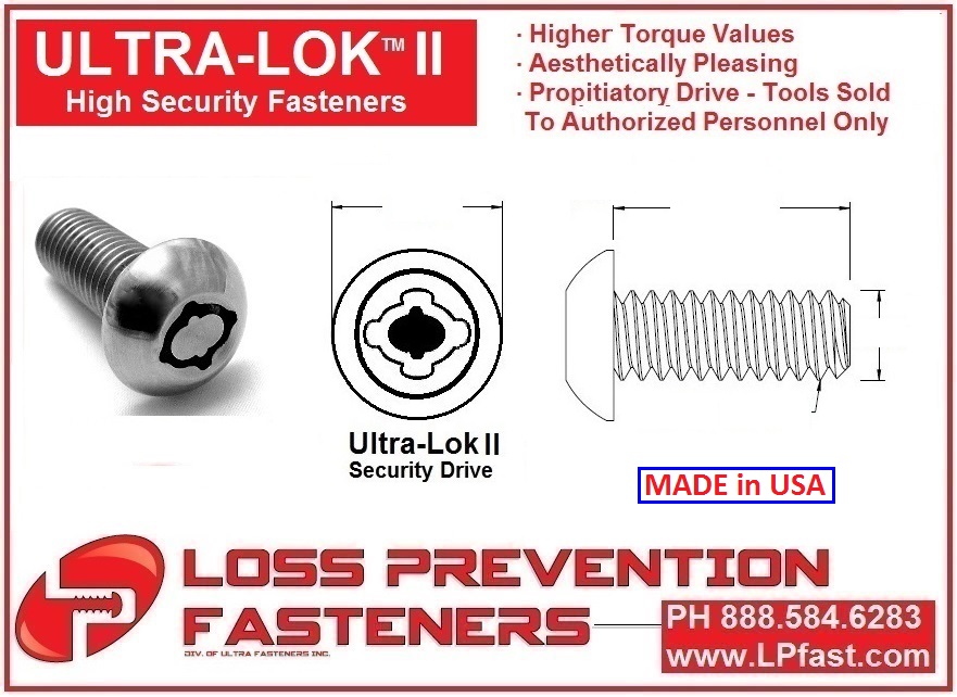 MAde in USA security bolts Ultra Lok II