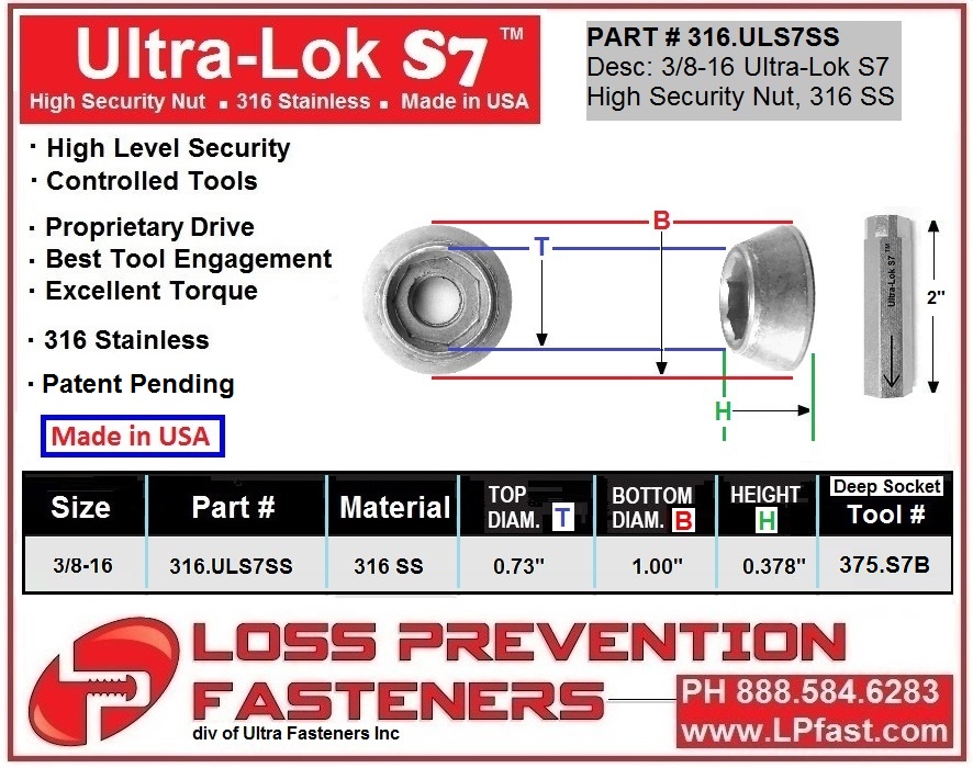Ultra Lok S7 high security nuts