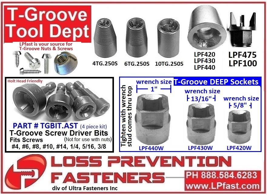 NEW 1/2-13 T-Groove Tamper Proof Security Nut Stainless Tri-Groove Anti-Theft 1 